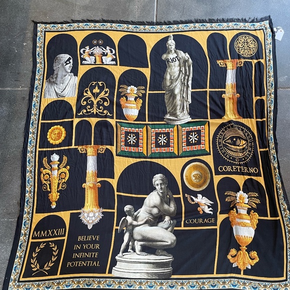 Coreterno Black and Gold Romanesque Print Scarf - Picture 2 of 2